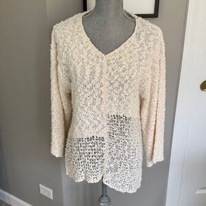 Elegant Cream V-Neck Women's Sweater
